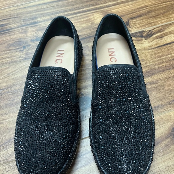 INC Sz 7 Lenna Black Bling Slip-On Heat Set Stone Embellished Sneakers - Picture 11 of 14